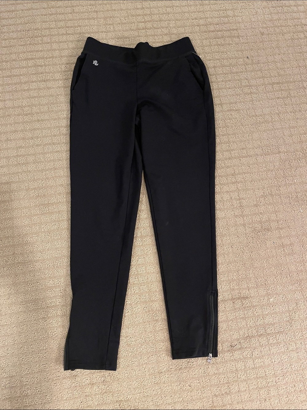 Ralph Lauren Black Knit Pants with Ankle Zippers